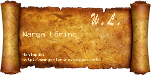 Warga Lőrinc névjegykártya